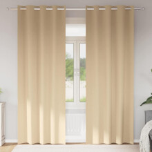 Berkfield Blackout Curtains with Rings 2 pcs Cream 245 x 140 cm Polyester