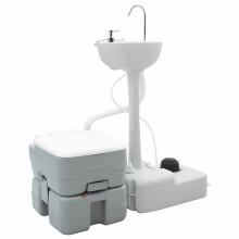 Berkfield Camping Toilet Set 2 pcs Grey 50.5 x 33 x 103 cm
