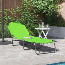 Berkfield Folding Sun Lounger Folding Green 188 x 57 x 86.5 cm Polyester