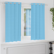 Berkfield Blackout Curtains with Rings 2 pcs Light Blue 175 x 140 cm