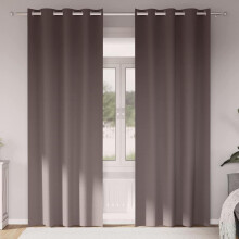 Berkfield Blackout Curtains with Rings 2 pcs Dark Brown 260 x 140 cm