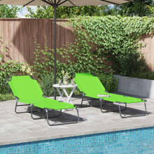 Berkfield Folding Sun Lounger 2 pcs Green 188 x 57 x 86.5 cm Polyester