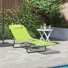 Berkfield Folding Sun Lounger Folding Green 182 x 55 x 85.5 cm Textilene