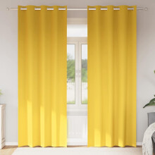 Berkfield Blackout Curtains with Rings 2 pcs Mustard Yellow 260 x 140 cm
