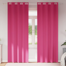 Berkfield Blackout Curtains with Rings 2 pcs Bright Pink 225 x 140 cm