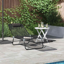 Berkfield Folding Sun Lounger Folding Black 182 x 55 x 85.5 cm Textilene