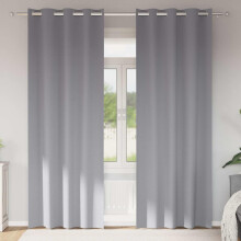 Berkfield Blackout Curtains with Rings 2 pcs Light Grey 225 x 140 cm