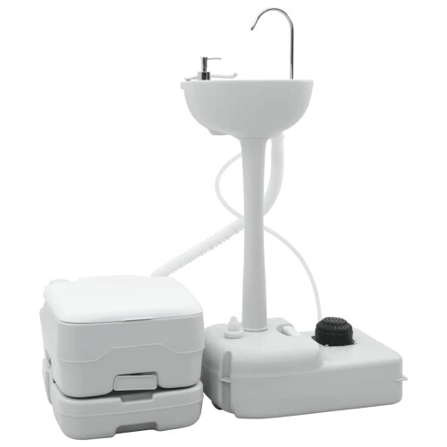 Berkfield Camping Toilet Set 2 pcs Grey and White