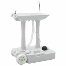 Berkfield Camping Handwash Stand with Wheels Grey 72 x 42 x 103 cm