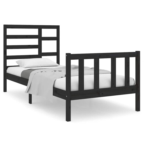 Berkfield Bed Frame without Mattress Black Solid Wood 75x190 cm Small Single 1