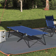 Berkfield Folding Camping Bed Folding Manual 2 pcs Blue 206 x 76 x 74 cm