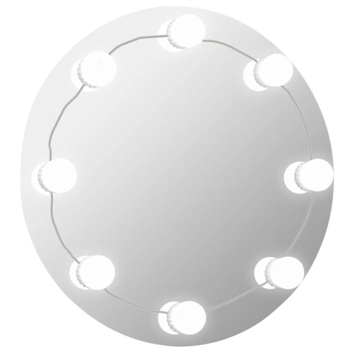 Berkfield Wall Mirror with LED Lights Round Glass 1