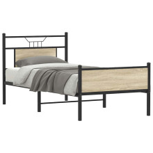 Berkfield Bed Frame without Mattress Sonoma Oak 75x190 cm Small Single Engineered Wood