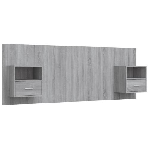 Berkfield Bed Headboard with Cabinets Grey Sonoma Engineered Wood 1