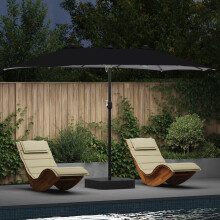 Berkfield Garden Parasol Black 385 x 209 x 244 cm Polyester