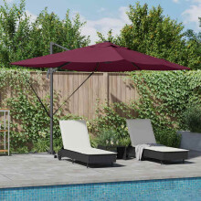 Berkfield Umbrella with LED Strip Lights Bordeaux Red 352 x 251 x 265 cm