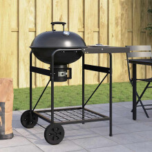 Berkfield Outdoor Grill with Wheel Black 91 x 71 x 107 cm Metal