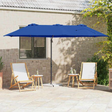 Berkfield Umbrella Azurblau 372 x 198 x 243 cm Polyester and Aluminium