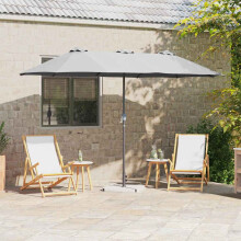 Berkfield Garden Parasol Sand 370 x 197 x 239 cm Polyester and Aluminium