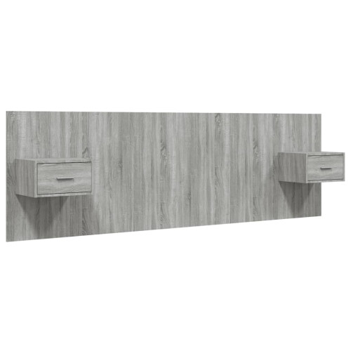 Berkfield Bed Headboard with Cabinets Grey Sonoma Engineered Wood 1