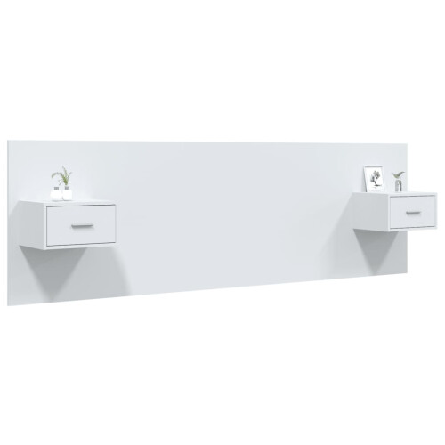 Berkfield Bed Headboard with Cabinets White Engineered Wood 2