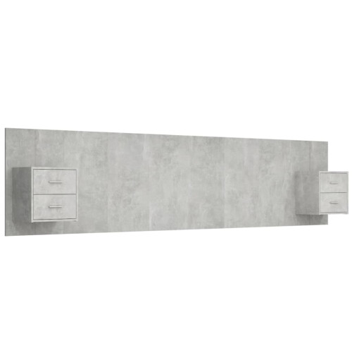 Berkfield Bed Headboard with Cabinets Concrete Grey Engineered Wood 1