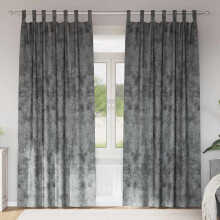Berkfield Velvet Curtains with Curtains 2 pcs Grey 225 x 140 cm Velvet