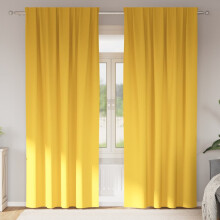 Berkfield Blackout Curtains with Rings 2 pcs Mustard Yellow 225 x 140 cm
