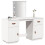 Berkfield Dressing Table Set with LED White Solid Wood Pine 4