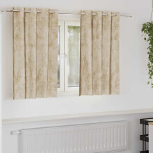 Berkfield Velvet Curtains with Curtains 2 pcs Cream 140 x 140 cm Velvet
