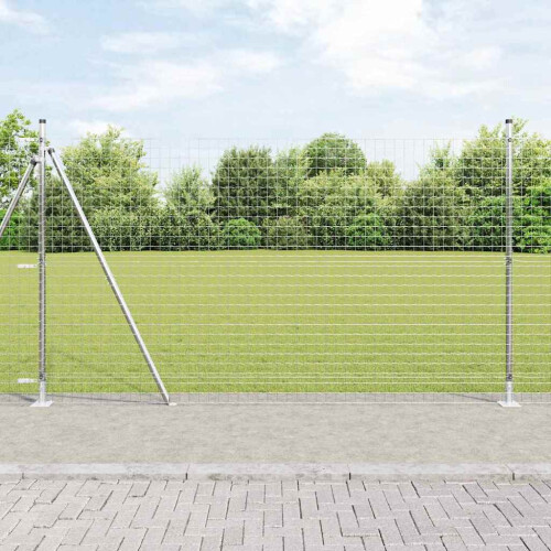 Berkfield Fence Post 7 pcs Silver Steel