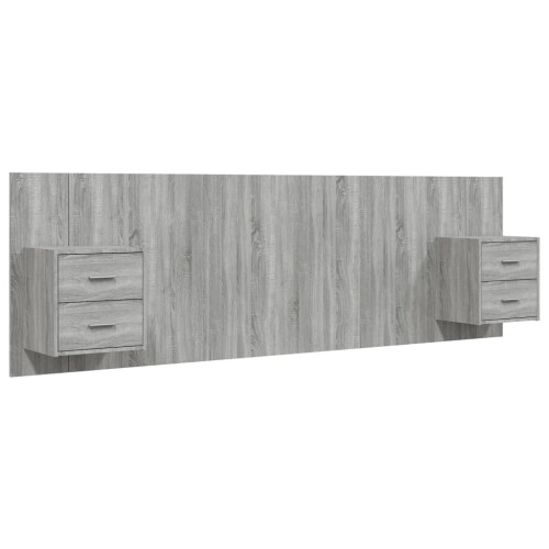 Berkfield Bed Headboard with Cabinets Grey Sonoma Engineered Wood 1