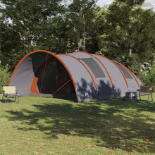 Berkfield Tunnel Tent 8-Person Grey and Orange 710 x 460 x 245 cm