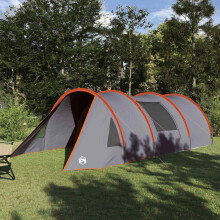 Berkfield Tunnel Tent 4-Person Grey and Orange 778 x 356 x 210 cm