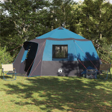 Berkfield Cabin Tent 12-Person with Roof Blue and Grey 500 x 500 x 294 cm
