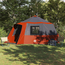 Berkfield Cabin Tent 12-Person Grey and Orange 500 x 500 x 294 cm
