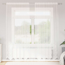 Berkfield Lace Curtain with Curtains Floral White 200 x 150 cm Polyester