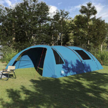 Berkfield Tunnel Tent 6-Person with Roof Blue and Grey 700 x 590 x 215 cm