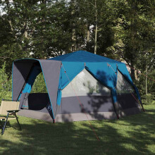 Berkfield Cabin Tent 7-Person with Roof Blue 400 x 350 x 212 cm
