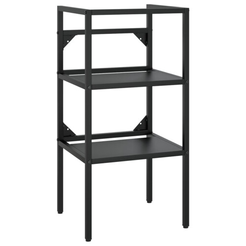 Berkfield Bathroom Washbasin Frame with Built-in Basin Black Iron 2