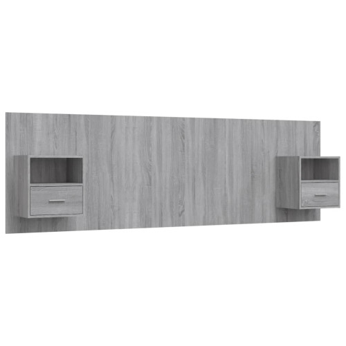 Berkfield Bed Headboard with Cabinets Grey Sonoma Engineered Wood 1