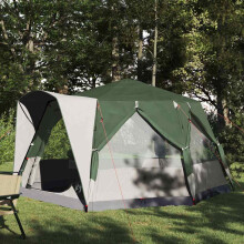 Berkfield Cabin Tent 5-Person Green and White 333 x 317 x 194 cm