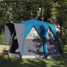 Berkfield Cabin Tent 3-Person with Roof Blue and Grey 320 x 320 x 203 cm
