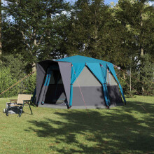 Berkfield Cabin Tent 6-Person with Roof Blue 425 x 396 x 222 cm