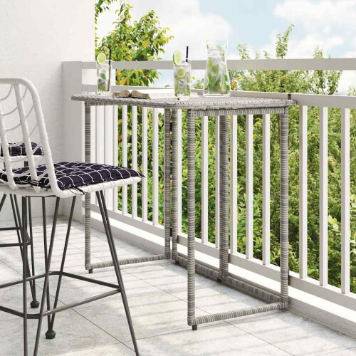 Berkfield Folding Garden Table Grey 90x51x75 cm Poly Rattan