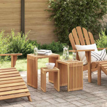 Berkfield Garden Side Table 3 pcs Brown 33 x 44.5 x 51 cm Solid Teak Wood