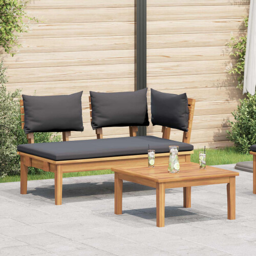 Berkfield Garden Bench and Table Set 2 pcs Grey and Brown Solid Teak wood