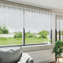 Berkfield Lace Curtain with Curtains Floral White 100 x 400 cm Polyester