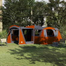Berkfield Family Tent 20-Person Grey and Orange 745 x 700 x 217 cm