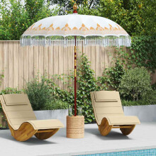 Berkfield Balinese Parasol Cream 215 x 215 x 260 cm Cotton and solid wood